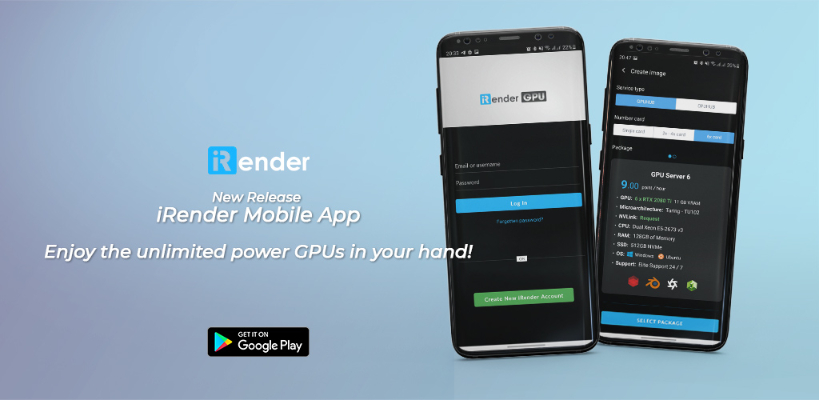Launching iRender App for your mobile phone