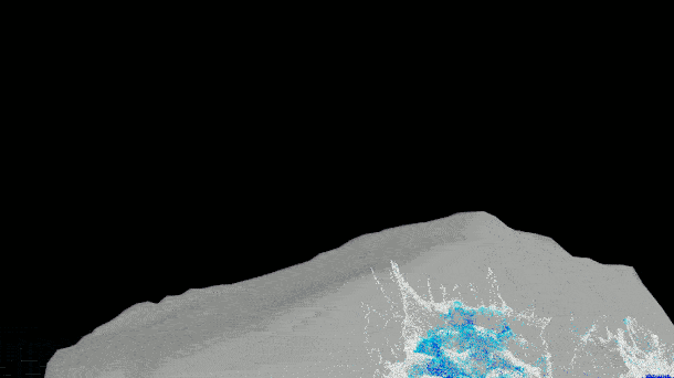 Turn up surface oversampling to fill sparse areas of a simulation.