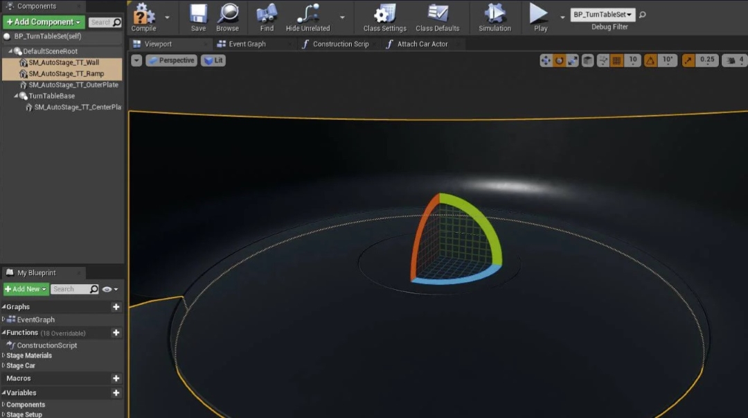 et up automotive studio lighting in Unreal Engine 4