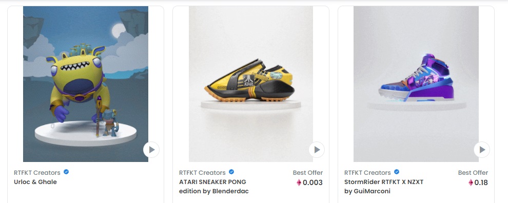 @RTFKT artworks on the OpenSea market