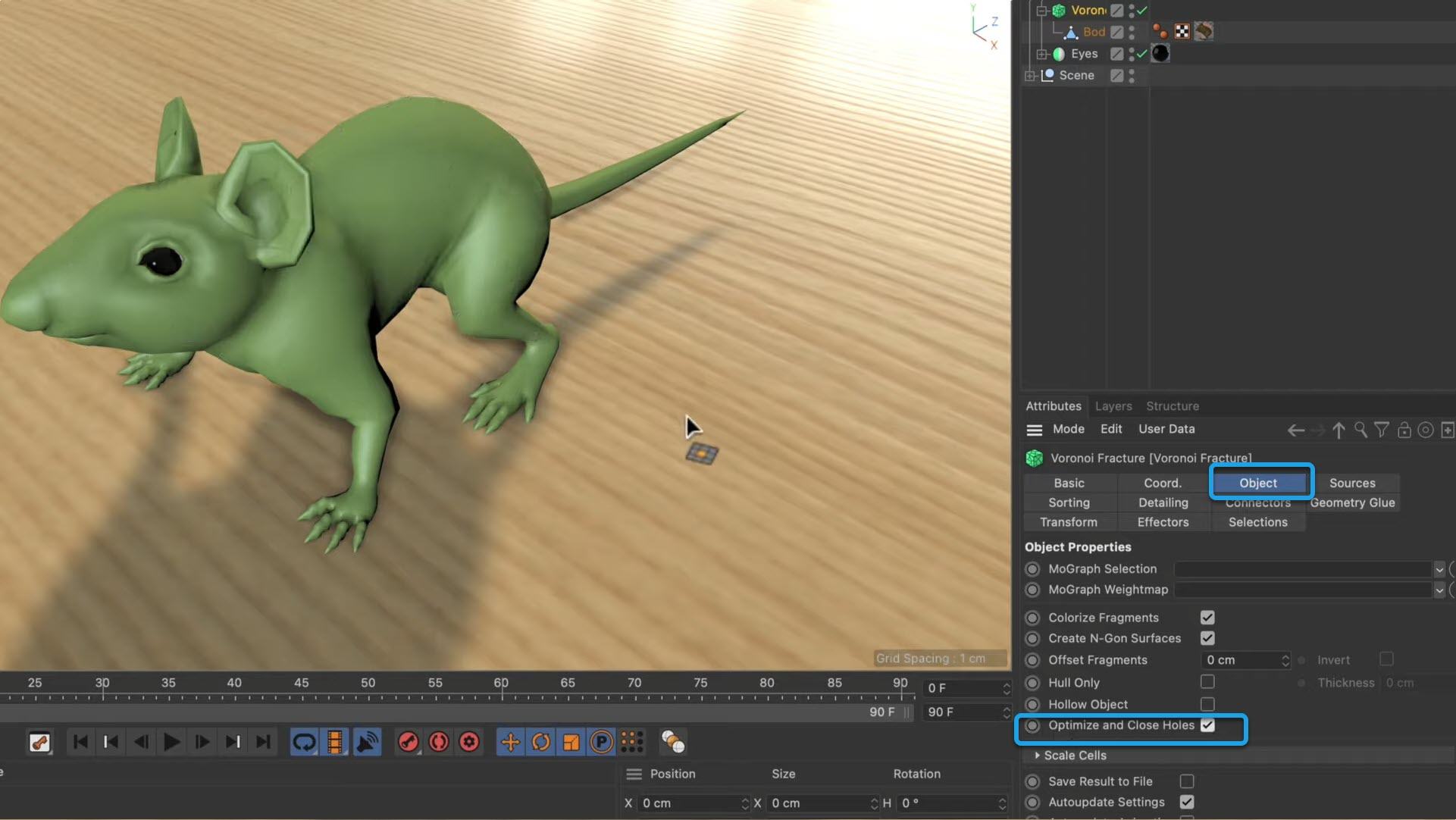 Closing all polygon holes in one go in Cinema 4D iRender with C4D 07