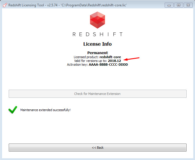 Maintenance Extension for Redshift license 2