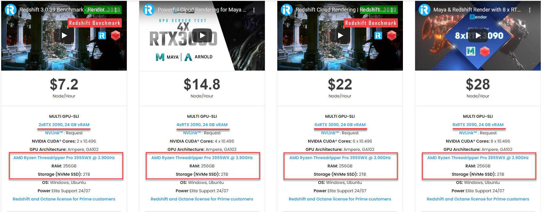 2/4/6/8x RTX 3090 machines for Maya iRender with Maya 01