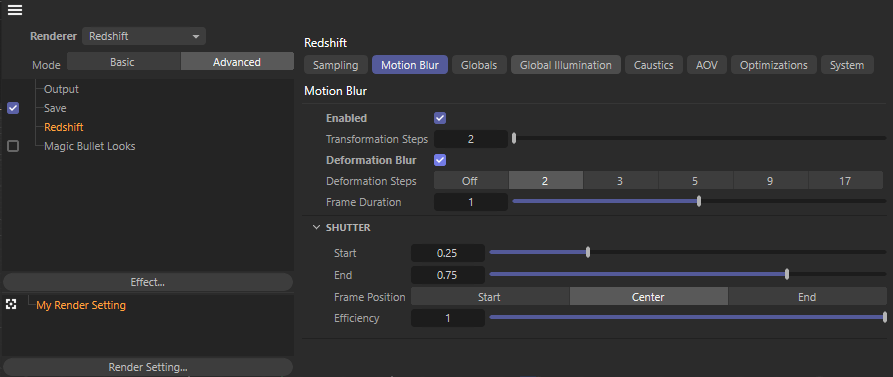 Motion Blur advanced render settings in Redshift for Cinema 4D iRender with Cinema 4D and Redshift 01