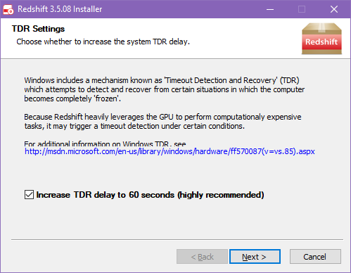 Increasing the TDR delay setting. Source: Maxon.net