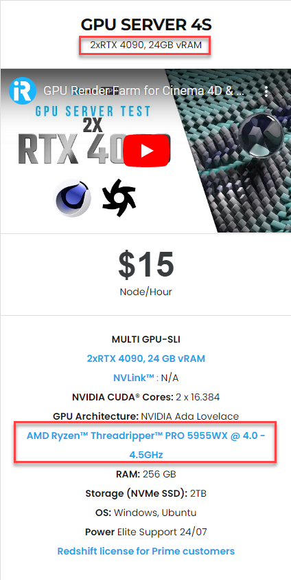 server 4S 2 RTX 4090s
