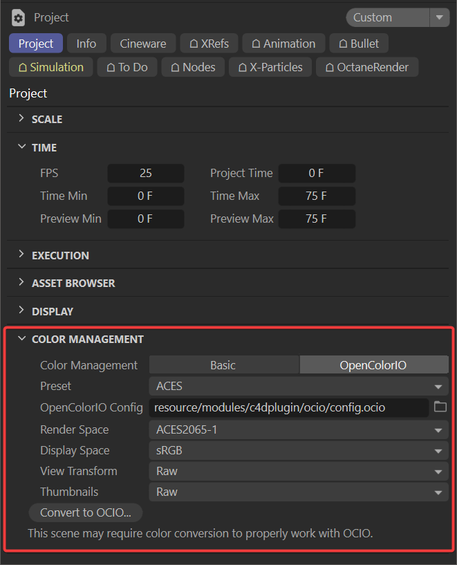 How to use Octane ACES/OCIO for Cinema 4D iRender with Cinema 4D and Octane 04