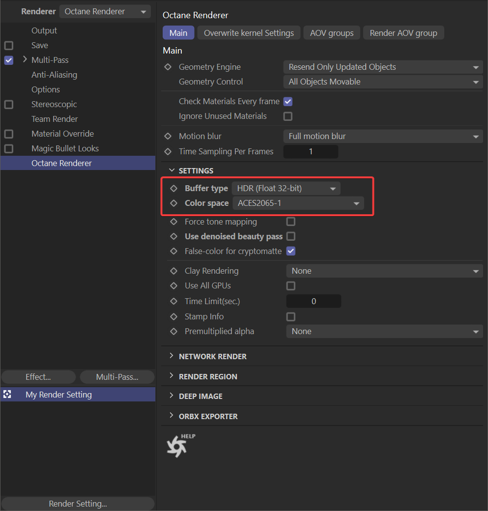 How to use Octane ACES/OCIO for Cinema 4D iRender with Cinema 4D and Octane 06