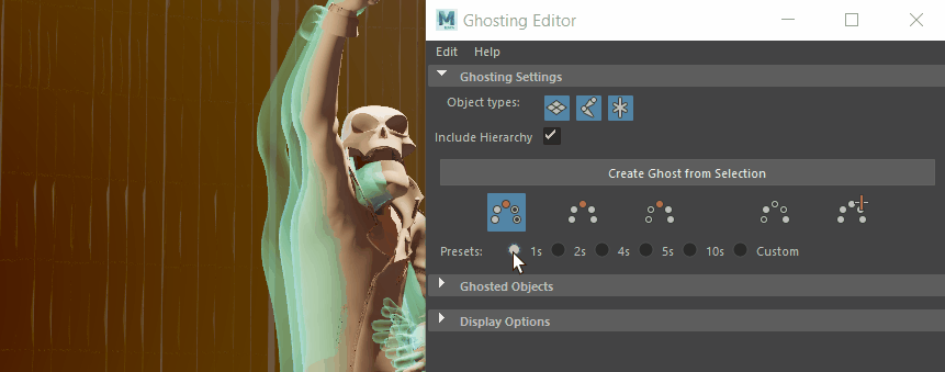Create an impressive scene of ghosts with the Ghosting Editor in Maya image 4