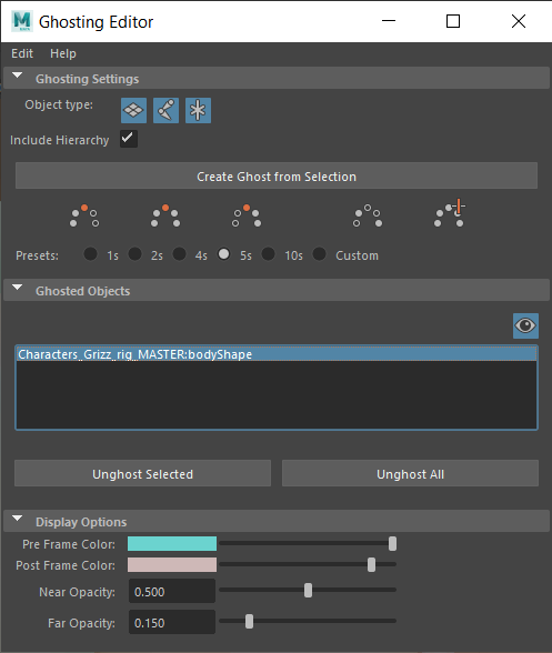 Create an impressive scene of ghosts with the Ghosting Editor in Maya image 3