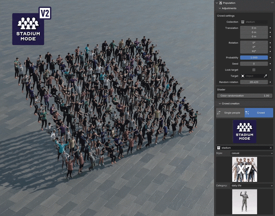 Explore the Population 2 add-on for crowd animation in Blender 5