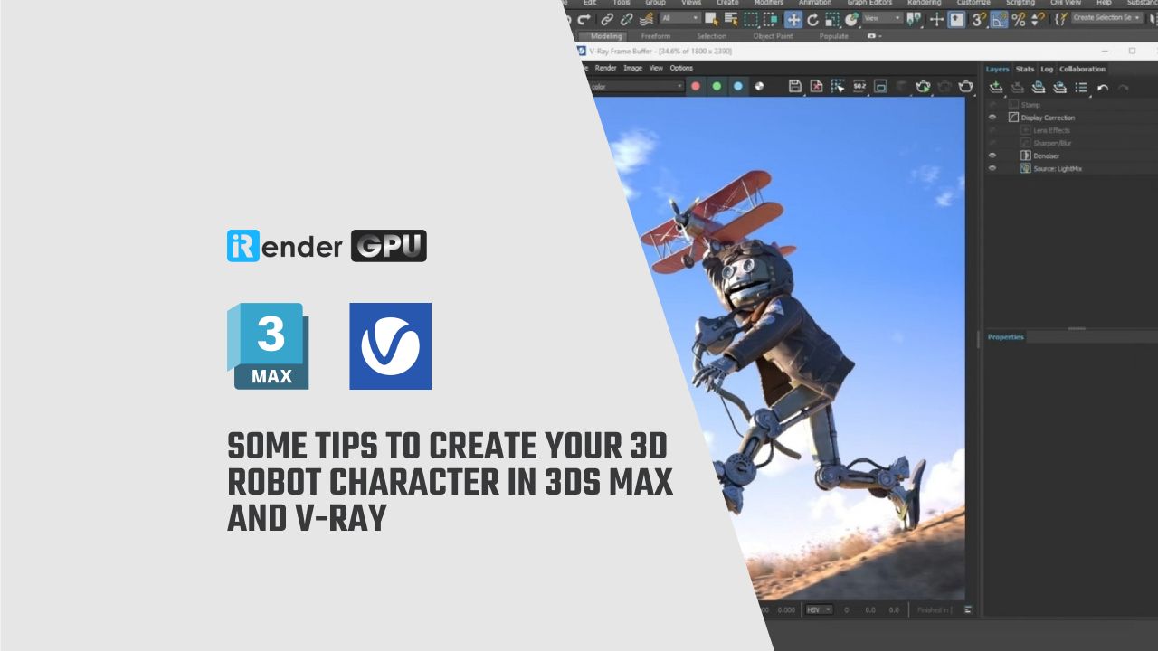 Some tips to create your 3D robot character in 3ds Max and V-Ray