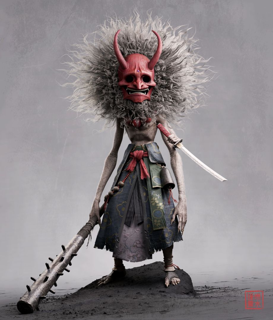 Japanese Oni Demon Created with ZBrush & Substance 3D Painter 1