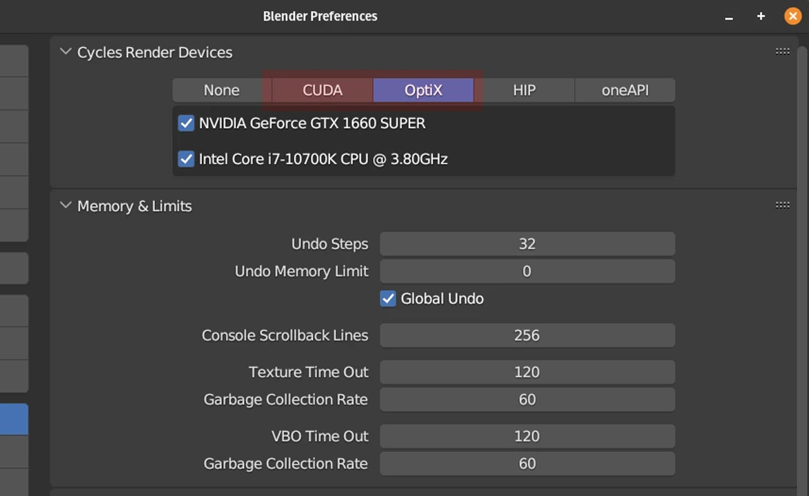 Consider between CUDA and OptiX for Blender cycles 1