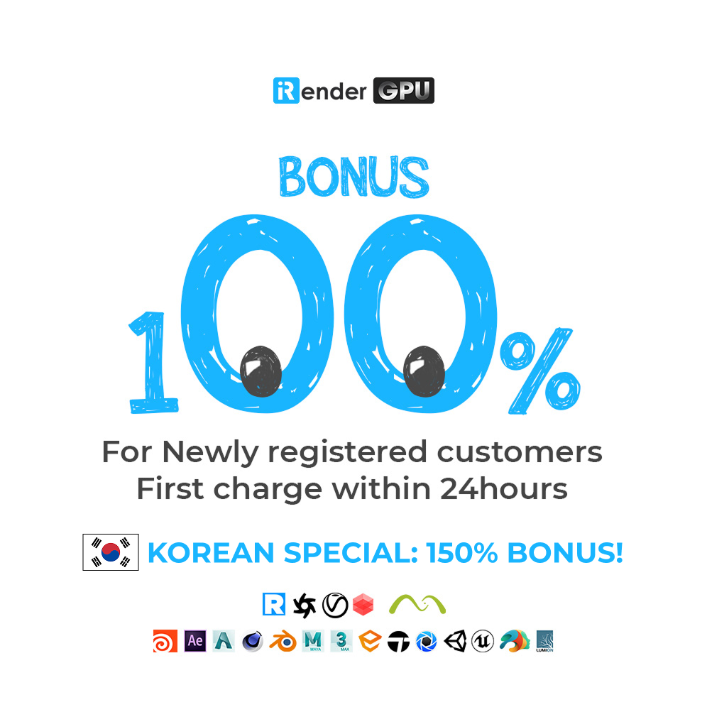 iRender 150% bonus korean special