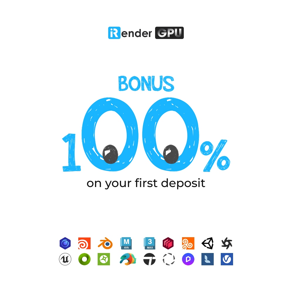 iRender 100% bonus first deposit